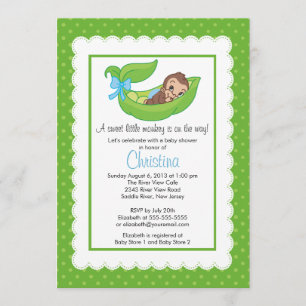 Petite pois de singe Pod Bébé Invitations de douch