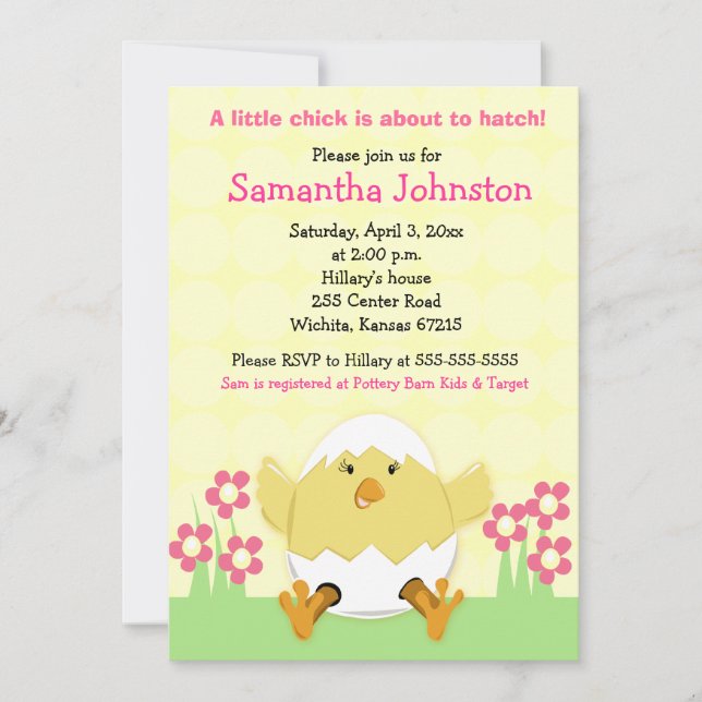 Petite poule Baby shower de Pâques Invitation (Devant)
