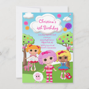 Petite poupée Rag Invitations de fête d'anniversai