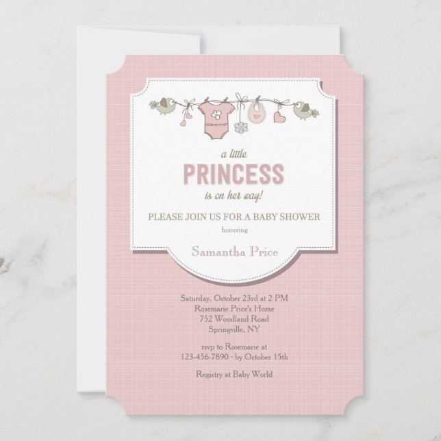 Petite Princesse Baby Girl Douche Invitation (Devant)