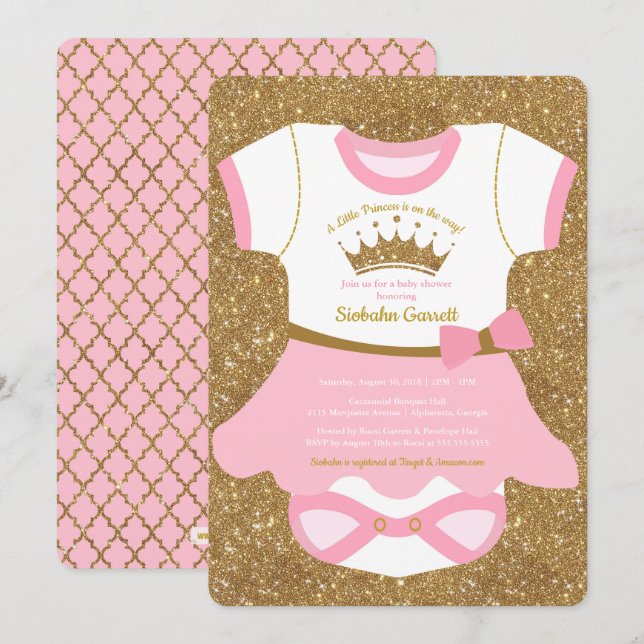 Petite princesse Baby Pajamas Shower Invitation (Devant / Derrière)