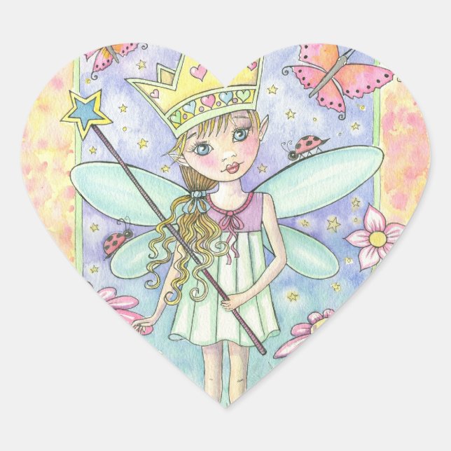 Petite Princesse Fée Autocollants Heart (Devant)