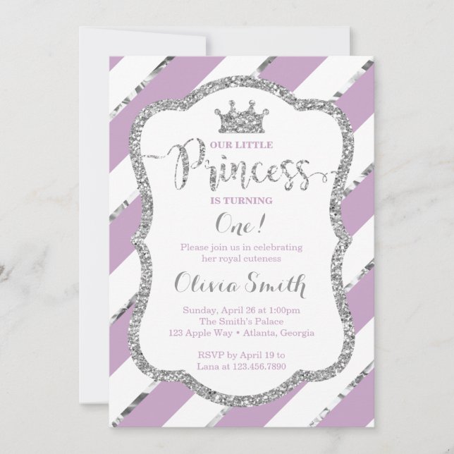 Petite princesse Invitation Anniversaire Purple Si (Devant)