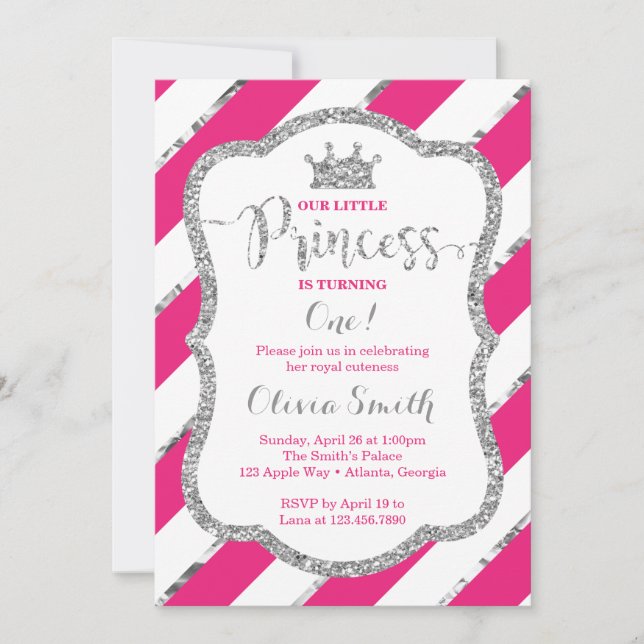 Petite princesse Invitation d'anniversaire Pink Si (Devant)