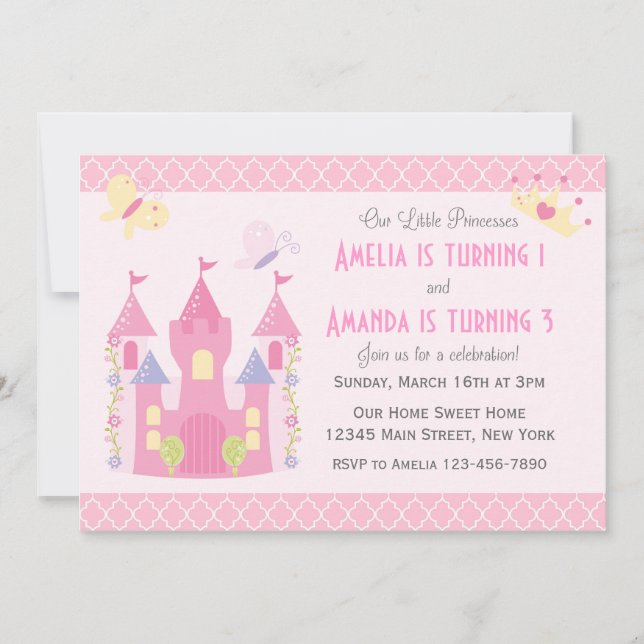 Petite Princesse Invitation de fête d'anniversaire (Devant)