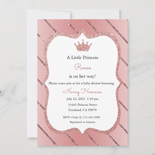 Petite Princesse Invitation, Rose Gold Invitation (Devant)