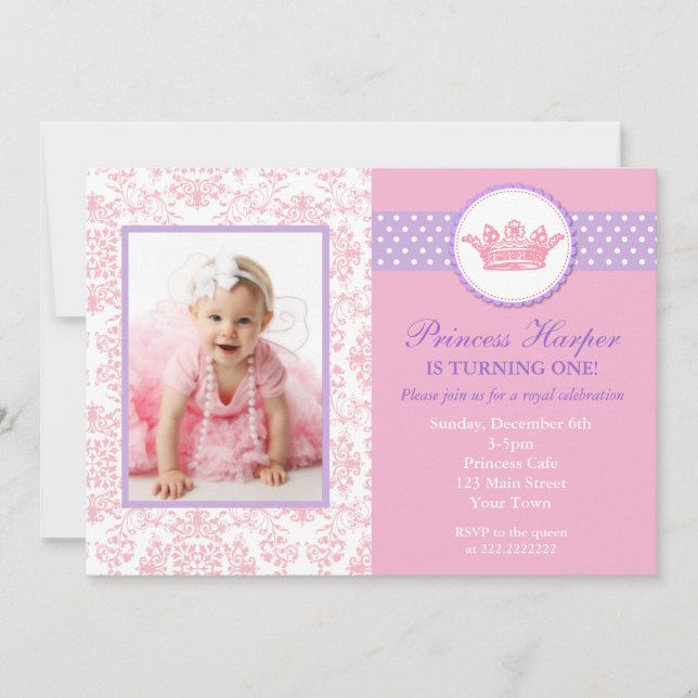 Petite princesse Photo Birthday Invitations (Devant)