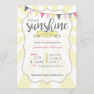 Petite Ray of Sunshine Baby Girl Shower Invitation