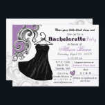 Petite robe noire bachelorette invitation<br><div class="desc">Petite robe noire bachelorette invitations de soirée violet</div>