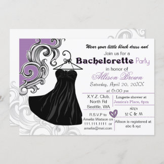 Petite robe noire bachelorette invitation