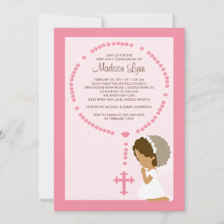 Petite Rosaire Première communion Invitation Fille