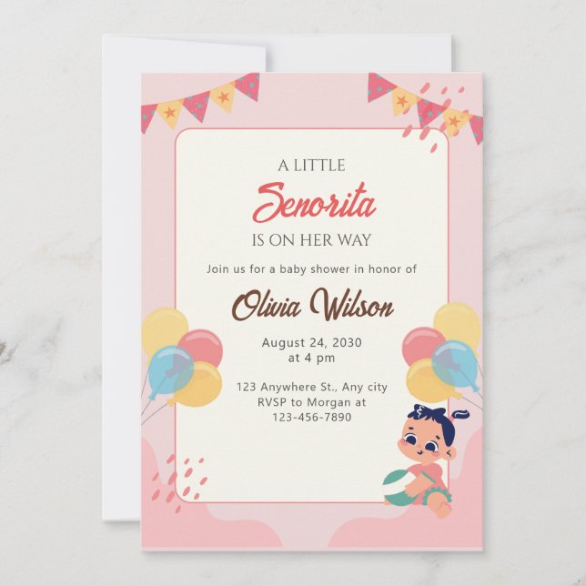 petite senorita baby shower invitation fiesta (Devant)