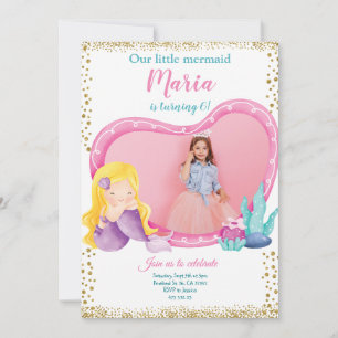 Petite Sirène Enfant Photo Anniversaire Invitation