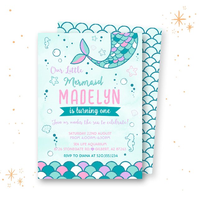 Petite Sirène Invitation Anniversaire (Créateur téléchargé)
