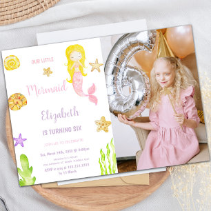 Petite Sirène Invitations d'anniversaire avec phot