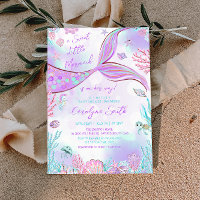 Petite Sirène Rose Purple Baby shower Invitation