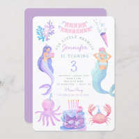 Petite Sirène Sous La Mer Magique Invitation Anniv