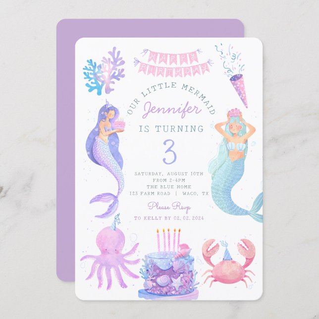 Petite Sirène Sous La Mer Magique Invitation Anniv (Créateur téléchargé)