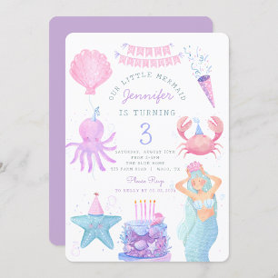 Petite Sirène Sous La Mer Magique Invitation Anniv