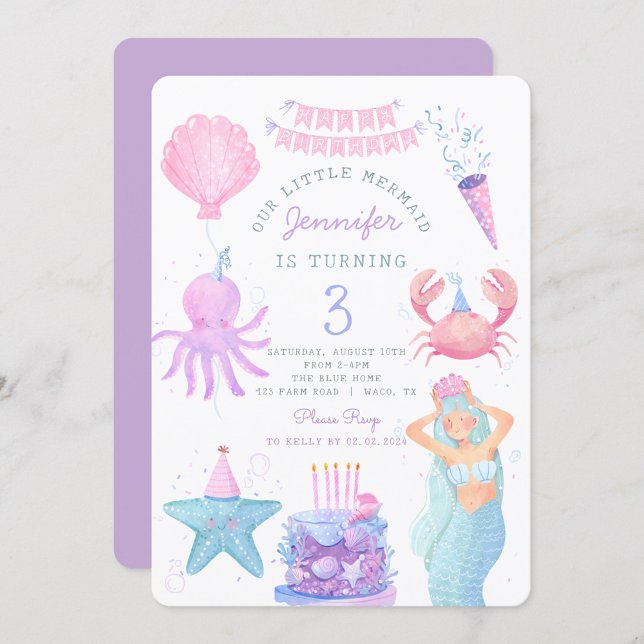 Petite Sirène Sous La Mer Magique Invitation Anniv (Créateur téléchargé)