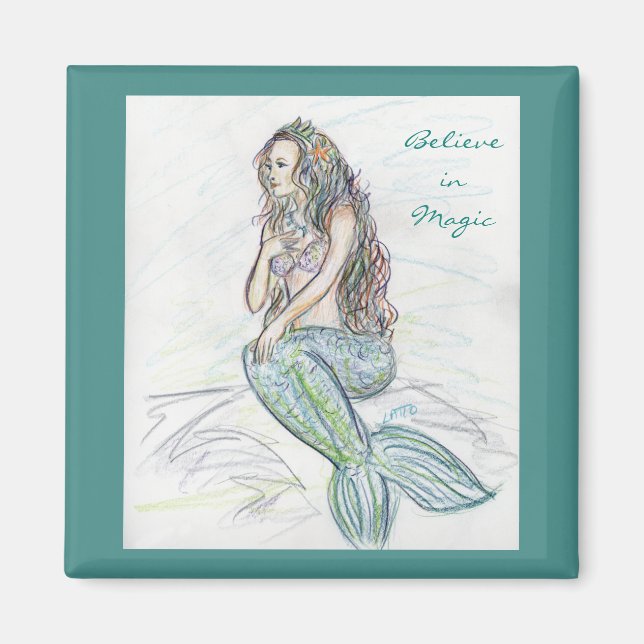 Petite sirène sur des aimants de réfrigérateur per (Devant)