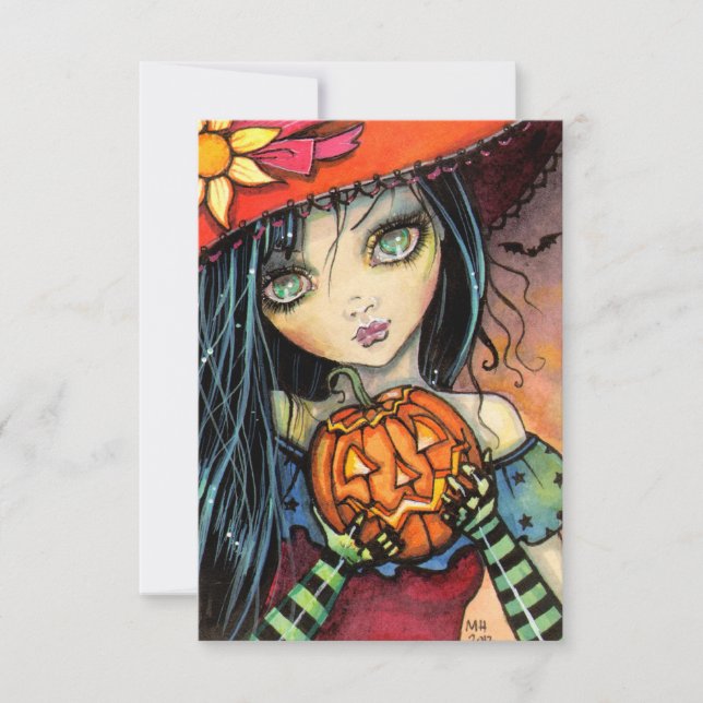 Petite sorcière d'Halloween Cartes postales d'Hall (Devant)