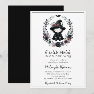 Petite sorcière Halloween Baby shower Invitation