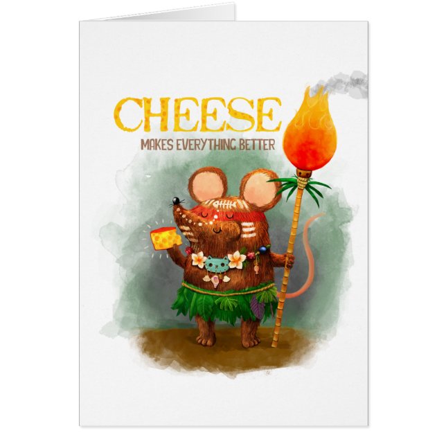 Petite souris mignonne de caverne et son fromage (Devant)