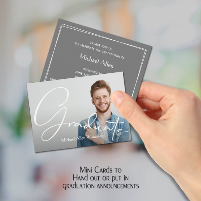 Petite taille MINI 3,5 po X 2,5 po Invitations d'u (Small 3.5" x 2.5" graduation party cards to hand out or include in your graduation announcements.)