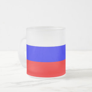 Petite tasse de verre dépoli avec drapeau de la Ru