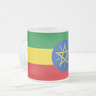 Petite tasse de verre dépoli avec drapeau d'Ethiop