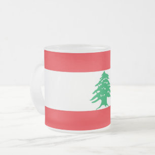 Petite tasse de verre dépoli avec drapeau du Liban