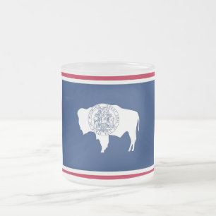 Petite tasse de verre dépoli avec drapeau Wyoming