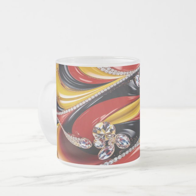 Petite tasse en verre dépoli aux couleurs belges (Devant gauche)
