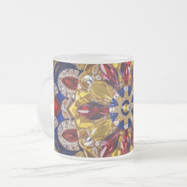 Petite tasse en verre dépoli aux couleurs colombie (Devant gauche)