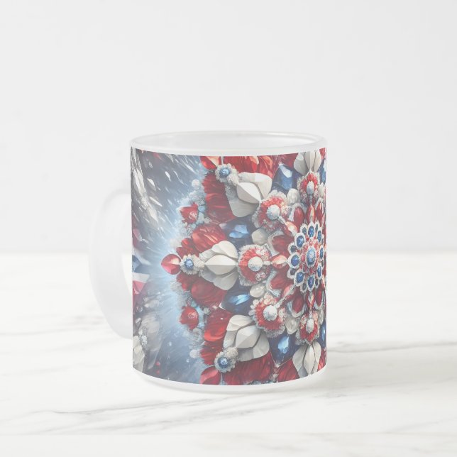 Petite tasse en verre dépoli aux couleurs norvégie (Devant gauche)
