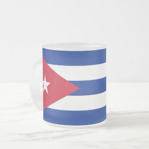 Petite tasse en verre dépoli avec drapeau de Cuba