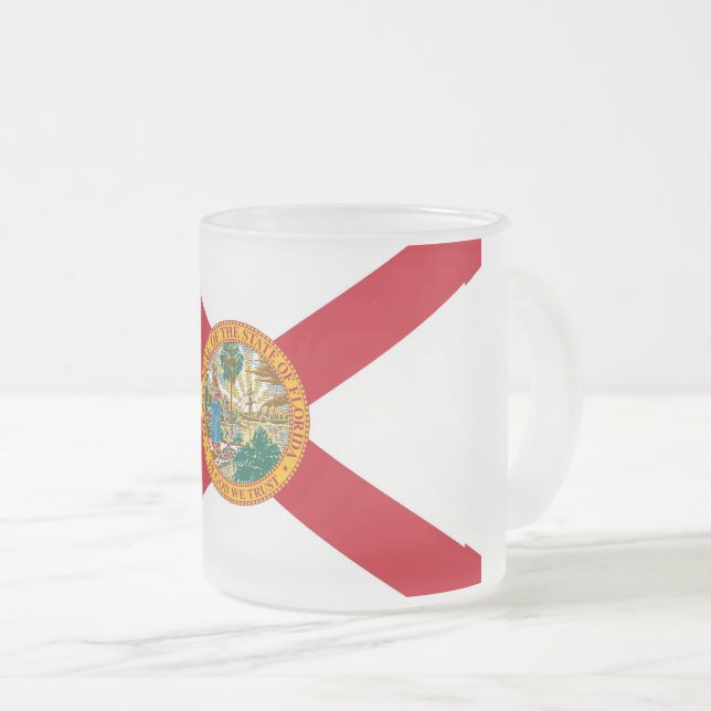 Petite tasse en verre dépoli avec drapeau de Flori (Devant droit)