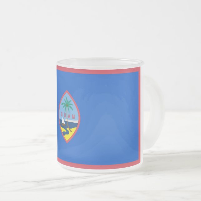 Petite tasse en verre dépoli avec drapeau de Guam (Devant droit)