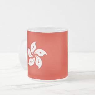 Petite tasse en verre dépoli avec drapeau de Hong