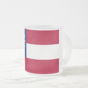 Petite tasse en verre dépoli avec drapeau de la Gé