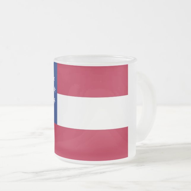 Petite tasse en verre dépoli avec drapeau de la Gé (Devant droit)