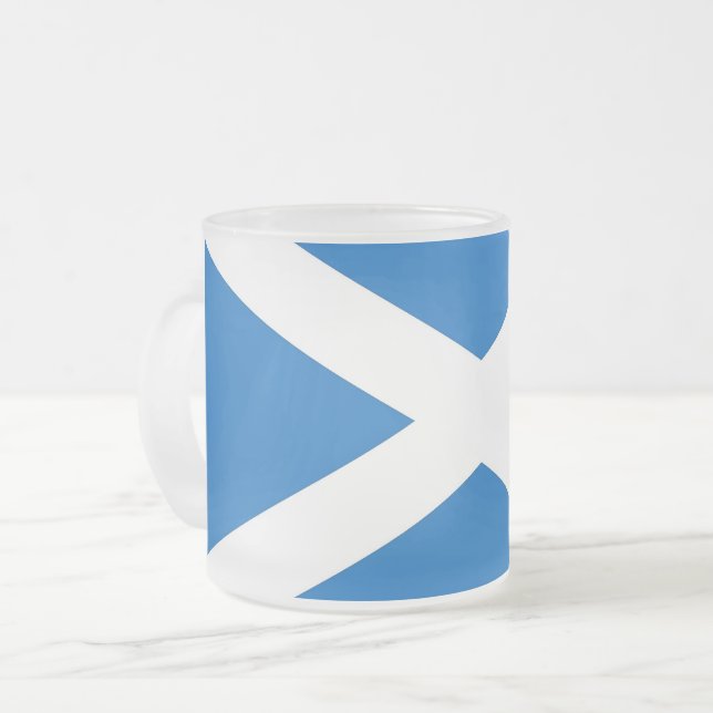 Petite tasse en verre dépoli avec drapeau d'Ecosse (Devant gauche)