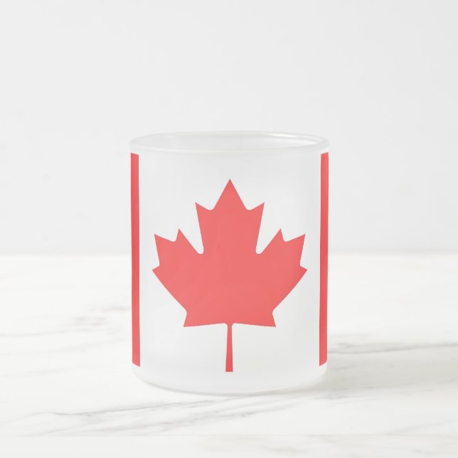 Petite tasse en verre dépoli avec drapeau du Canad (Centre)