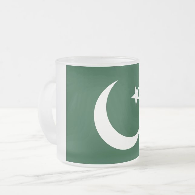 Petite tasse en verre dépoli avec drapeau du Pakis (Devant gauche)