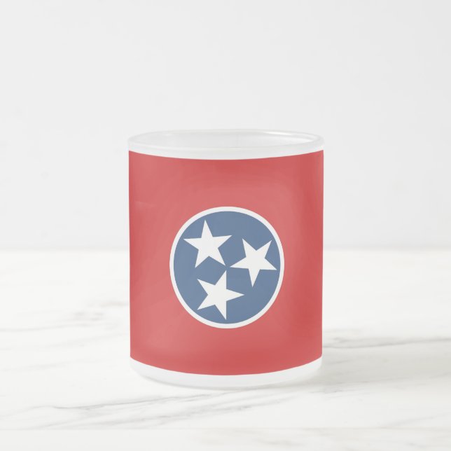 Petite tasse en verre dépoli avec drapeau Tennesse (Centre)