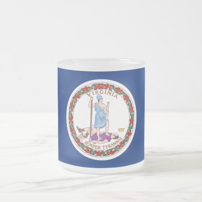 Petite tasse en verre dépoli avec le drapeau Virgi (Centre)