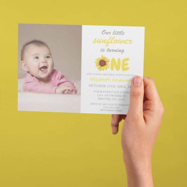 Petite tournesol 1er anniversaire Invitation (Créateur téléchargé)