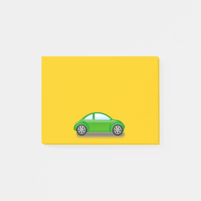 Petite voiture verte sur un Post-It jaune (Devant)