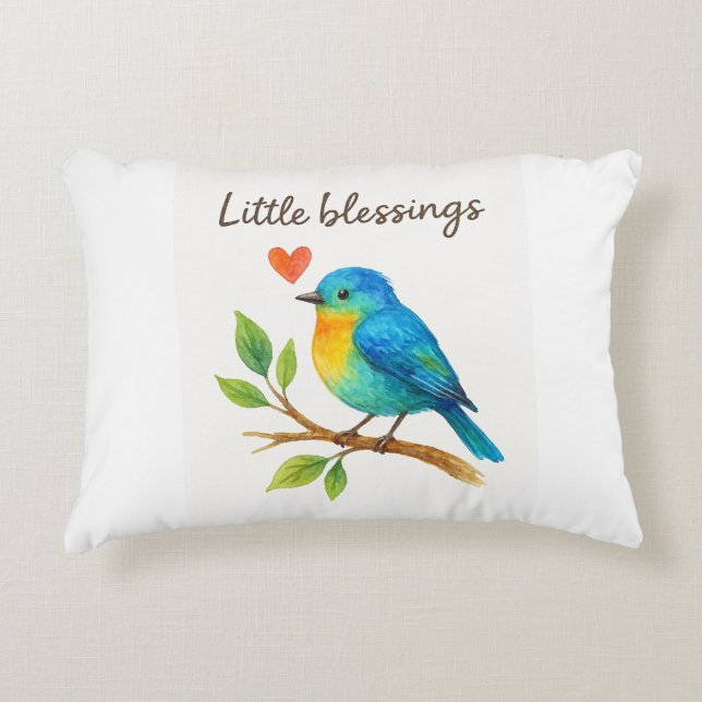 Petites bénédictions - Aquarelle Oiseaux Coussin p (Devant)